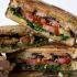 Eggplant, kale, tomato and bacon panini