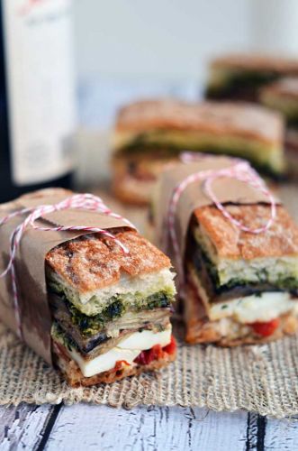 EGGPLANT, PROSCIUTTO, & PESTO PRESSED ITALIAN SANDWICHES