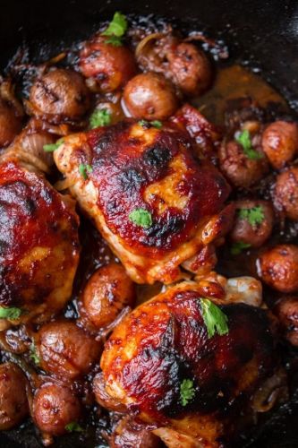 One-Skillet BBQ Chicken and Potatoes