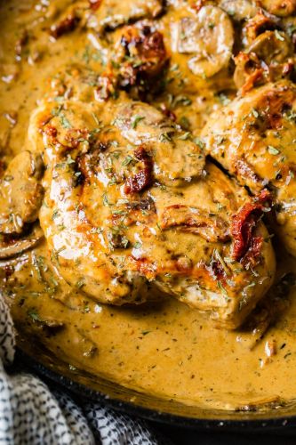 Quick and Easy Creamy Herb Chicken with Sun Dried Tomatoes