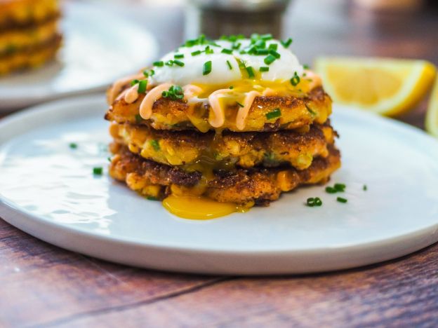 Shrimp and Grits Fritters with Chorizo and Spicy Mayo