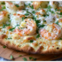 Shrimp scampi pizza