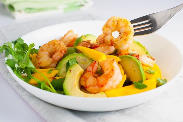 Prawn Mango Avocado Salad with Lemon Lime Dressing