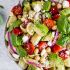 Avocado Tomato Chickpea Pasta Salad with Lemon Basil Vinaigrette