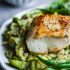 Pan-Seared Halibut with Avocado Risotto