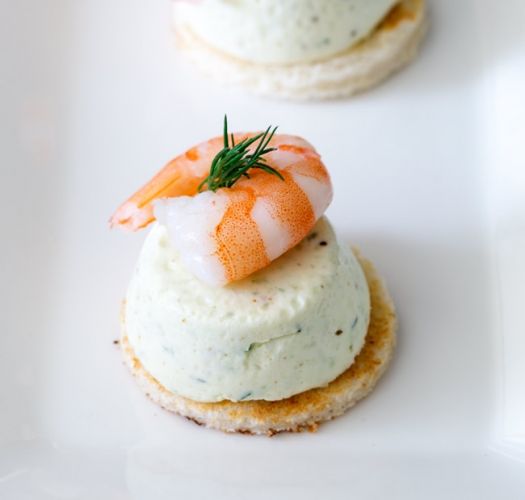 Cucumber Mousse And Dill Shrimp Bites