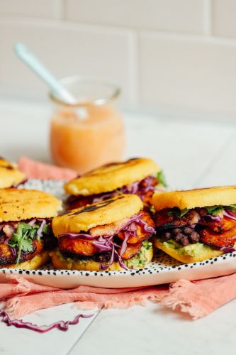 Black Bean & Plantain Arepa Sandwiches