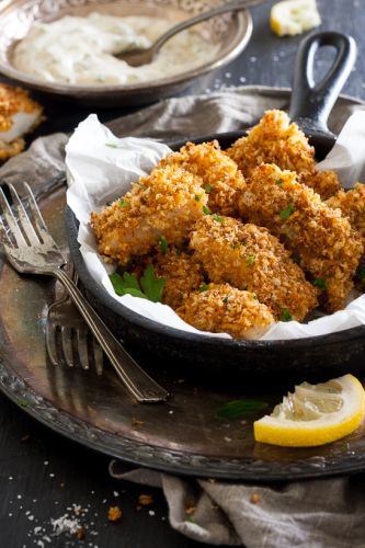 Crispy Baked Fish Sticks with Homemade Tartar Sauce