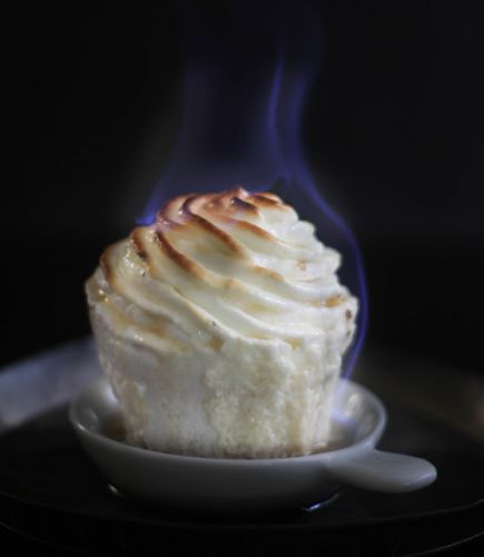 Flaming Baked Alaska Cupcakes