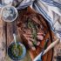 Beer Brined Pan Seared Flank Steak with Sage Chimichurri