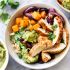 Roasted Chicken, Butternut Squash and Guacamole Rice Bowls