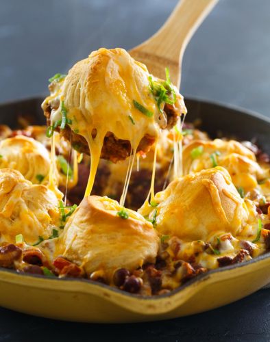 Frito Pie Chili Biscuit Skillet