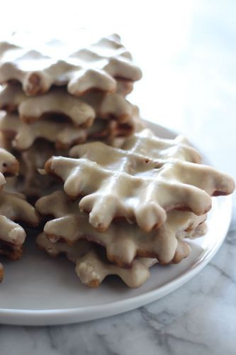 Gingerbread Doughnut Waffles with Maple Glaze
