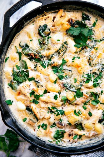 One Skillet Chicken and Spinach Gnocchi