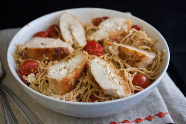 Goat-cheese stuffed chicken