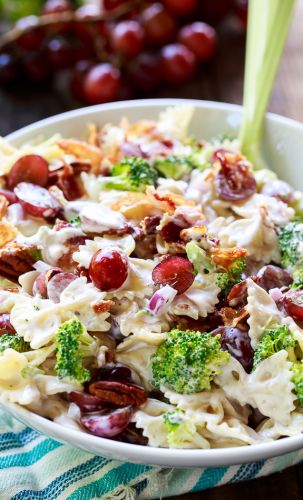 Broccoli, grape and pasta salad