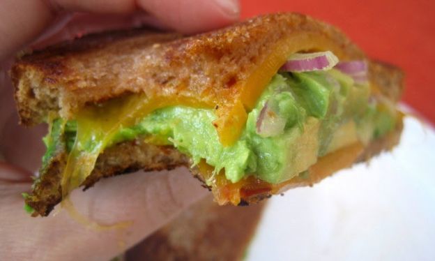 Grilled Cheese with Avocado, Salsa and Onions