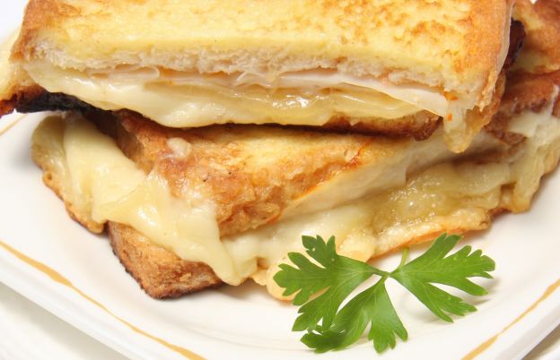 Fancy grilled cheese with Gruyère and shaved turkey