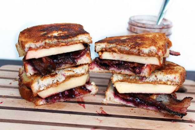 Grilled PB&J With Bacon, Apple, And Pomegranate