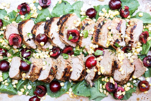 Grilled Pork Tenderloin with Spicy Corn-Cherry Salsa