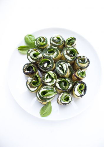 Grilled herb and cheese zucchini roll ups