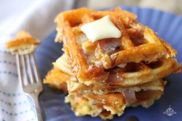 Ham and Cheese Waffles