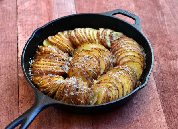 Hasselback Potatoes With Parmesan And Roasted Garlic