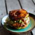 Hawaiian salmon burgers with coconut caramelized pineapple