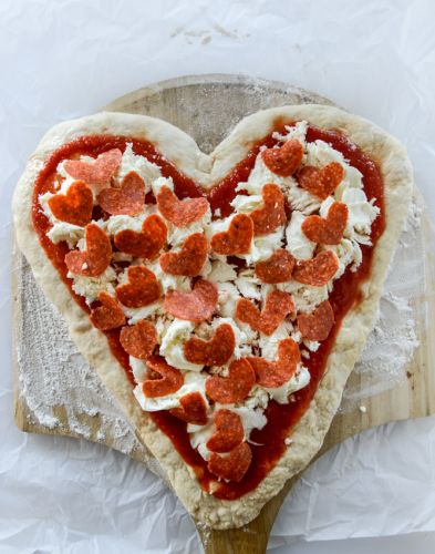 Heart pepperoni pizza