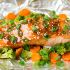 Salmon and veggies in foil