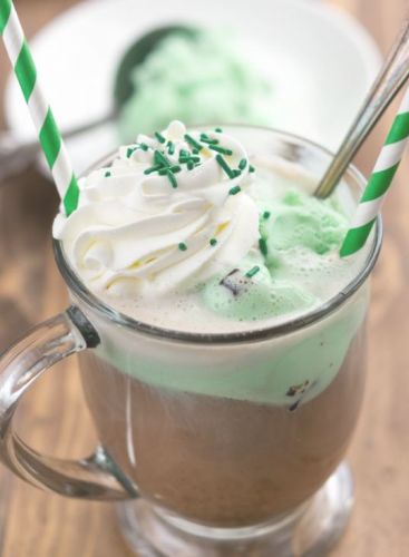 Hot Chocolate and Mint Ice Cream Float