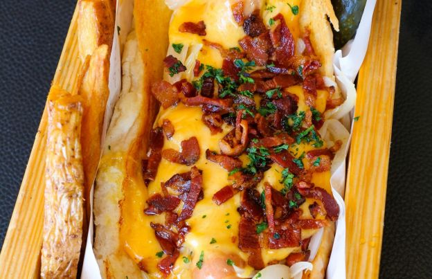 Hit the spot cheesy bacon dog