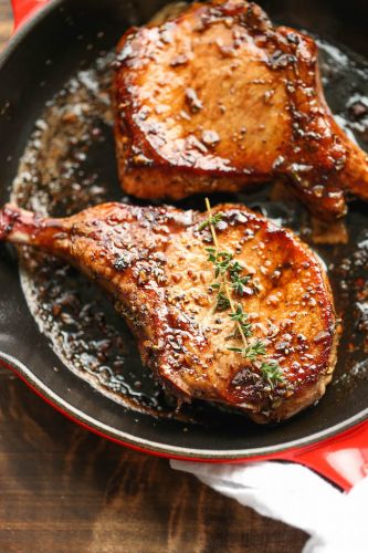 EASY PORK CHOPS WITH SWEET AND SOUR GLAZE