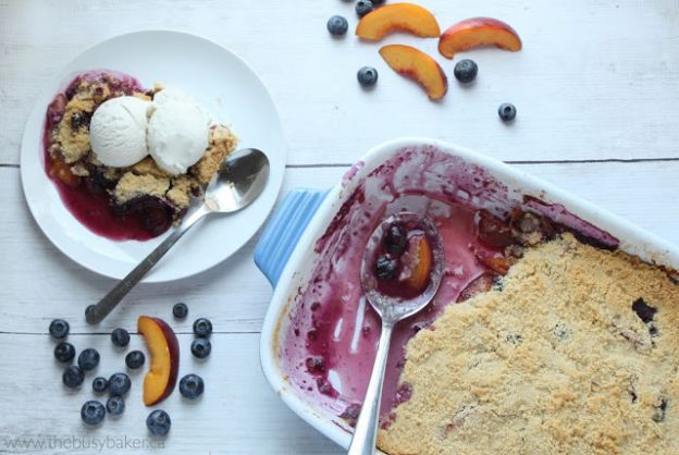 Blueberry nectarine cobbler