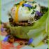 French green lentil lettuce cups with poached egg