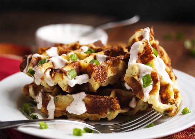 Loaded Mashed Potato Waffles