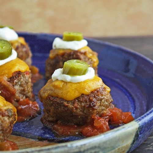 Loaded nacho meatballs