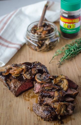Flat Iron Steak with Maple Bourbon Espresso Sauce