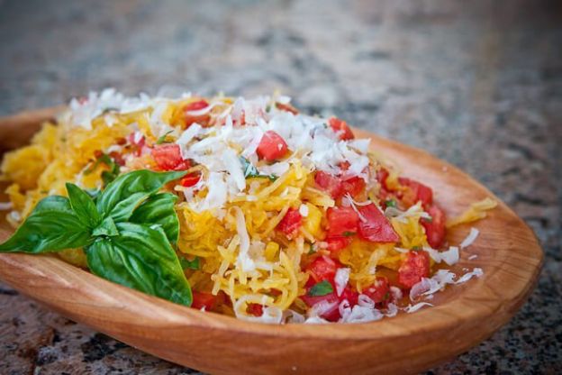 Spaghetti squash with tomatoes and basil