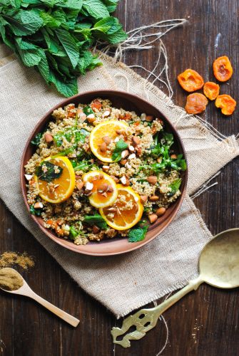 Orange, mint and apricot Morrocan quinoa salad