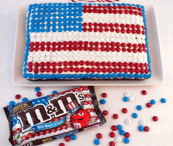 M&M Flag Cake