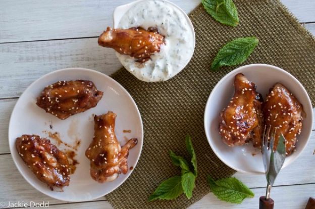 Mojito Chicken Wings with Wasabi Mint Cream Sauce