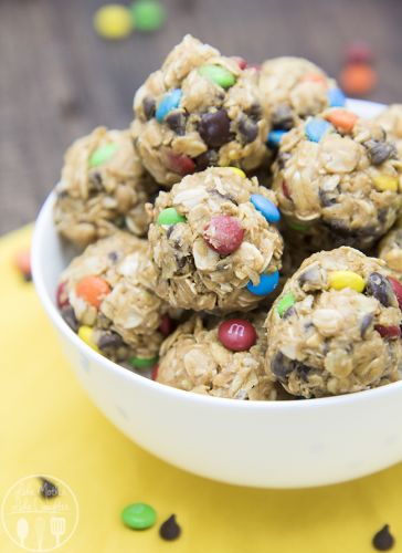 No-Bake Monster Cookie Granola Bar Bites
