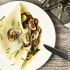 Savory crepes with sauteed mushrooms and scallions