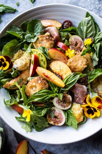 Nectarine and Fried Mozzarella Caprese Salad