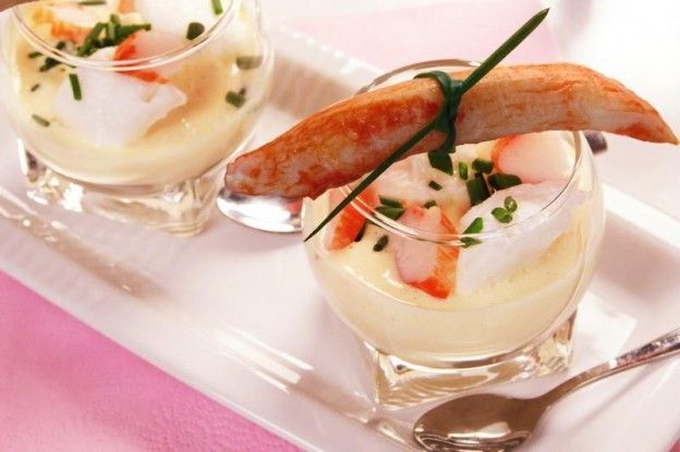 Snow eggs with surimi sticks