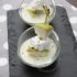 Snow eggs with pear and blue cheese
