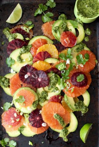 Orange avocado salad with lime dressing