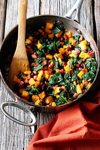 Butternut Squash Kale and Pancetta Hash