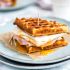 Parmesan Waffle, Ham, Cheese and Egg Breakfast Sandwich